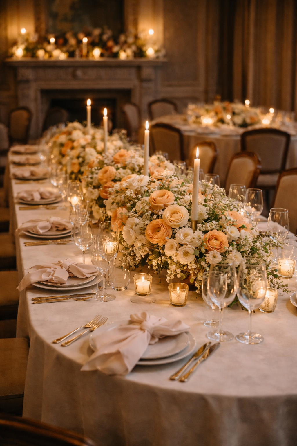 Floral dinner scene